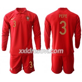 Portugal Pepe 3 Domaći Dječji Komplet Dresovi za Nogomet Euro 2020 Dugim Rukavima (+ kratke hlače)